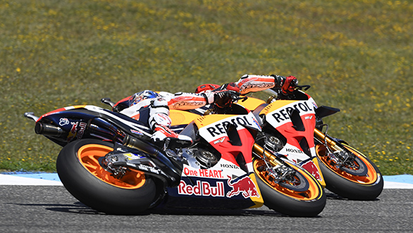 After a close qualifying session, Marquez managed to start from the first row at Jerez after qualifying third. He managed to hold this position through the race, finishing ahead of teammate, Dani Pedrosa Unfortunately, Marquez couldn't keep up his winning 