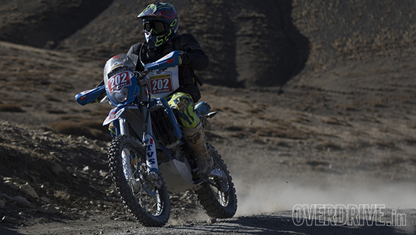 Abdul Wahid Tanveer riding his TVS Sherco 450