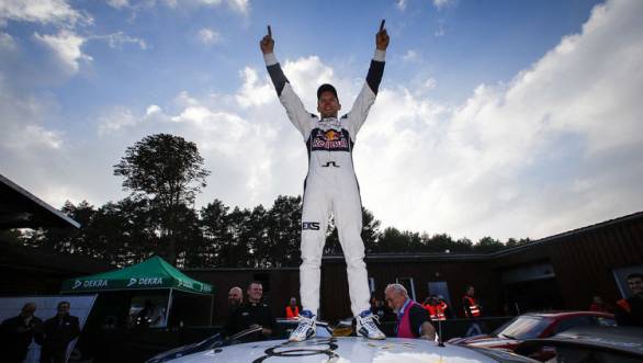 Ekström celebrates his championship win at Buxtehude