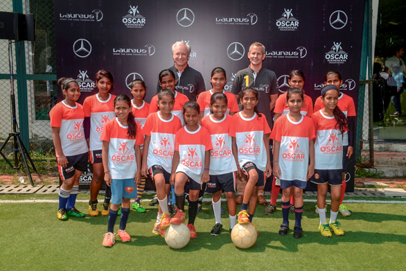 Mr. Roland Folger, MD & CEO, Mercedes-Benz India and Andy Griffiths, Global Director, Laureus Sport for Good with OSCAR Foundation kids