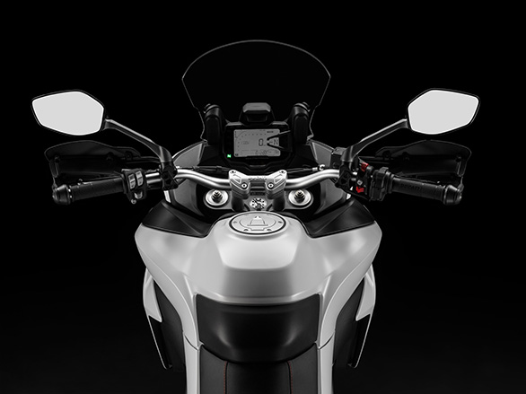 Ducati's LCD instrumentation is crisp and legible. The 20-litre fuel tank should offer impressive touring range  