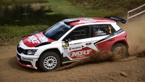 Fabian Kreim and co-driver Frank Christian at the Jagarmane stages at the Chikmagalur Rally
