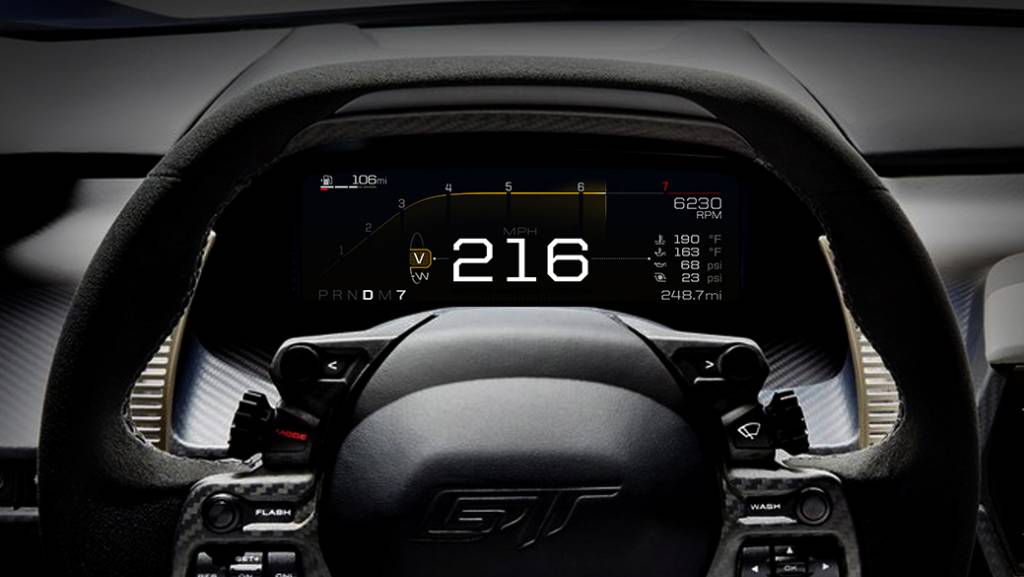 All-New Ford GT Supercar's Digital Instrument Display