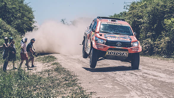 Nasser Al Attiyah (QAT) of Toyota Gazoo Racing SA races during stage 2 of Rally Dakar 2017 from Resistencia to San Miguel de Tucuman, Argentina on January 3, 2017. // Flavien Duhamel/Red Bull Content Pool // P-20170103-00413 // Usage for editorial use only // Please go to www.redbullcontentpool.com for further information. //