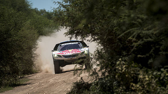 Carlos Sainz, in his Peugeot 3008 DKR, finished third in Stage 2, and currently sits in third place overall, 1m56s behind Loeb