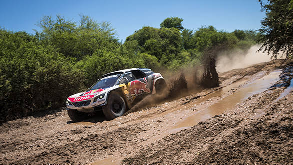 Sebastien Loeb makes his way through one of the slushier sections of the stage. This gives us an idea of what the bikers would have had to go through too