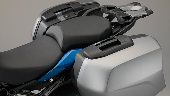 BMW offers a wide range of accessories, like these panniers. 