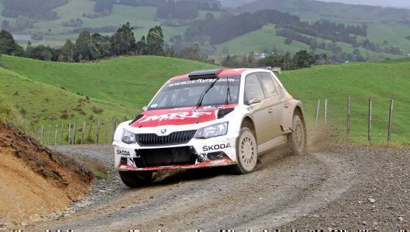 Gill in action on the stages of the Rally of Whangarei