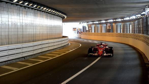 Vettel in the famed tunnel at Monaco
