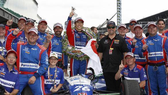 The Andretti Autosport Team celebrates their victory at the 2017 Indy 500 