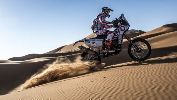 CS Santosh took 17th place overall in the 2017 Merzouga Rally