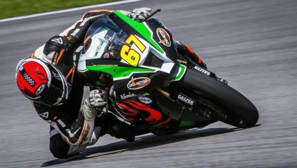 K Rajini took third place in Race 1 of Round 2 of the Malaysian Superbike Championship 