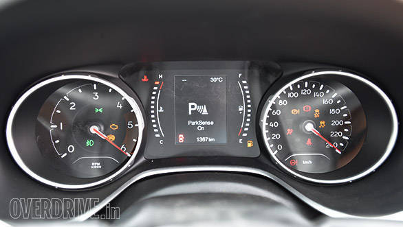 The instrument cluster in the Jeep Compass has large, easy to read dials. The display unit in the middle shows plenty of information and can be customised to display what you want to see