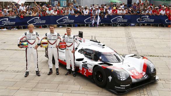 Brendon Hartley, Earl Bamber and Timo Bernhard get behind the wheel of the second Porsche 919 Hybrid