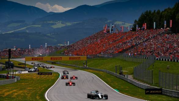 Bottas leading the pack at the 2017 Austrian GP
