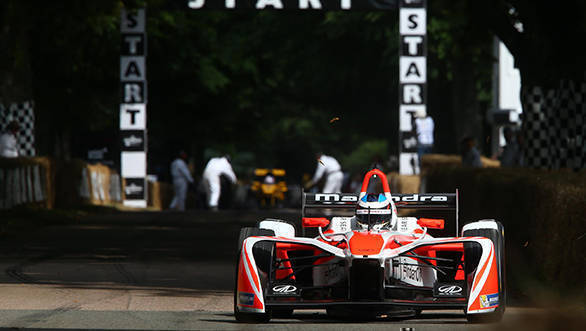 The Mahindra M4Electro claimed the eRecord at Goodwood with a time of 48.59s.