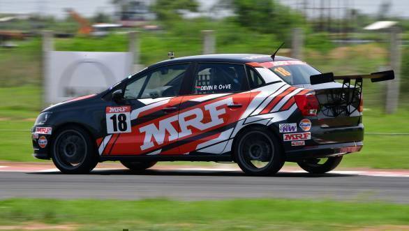 Guest driver, Devin Robertson, from South Africa, en route victory at Race 1 of Round 2 of the Volkswagen Ameo Cup