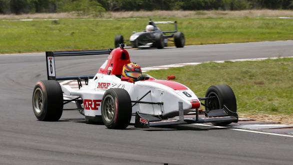 Sandeep Kumar, on his way to victory in the second MRF FF1600 race of Round 3 of the championship