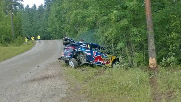 Two heavy crashes and a concussed co-driver put Ogier out of contention in Finland