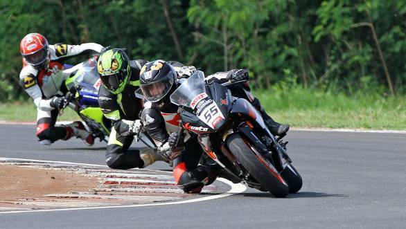 Amarnath Menon's win in the second Super Sport Indian 300-400 cc race was his fifth win of six races this season