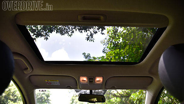 An optional sunroof is available on the top-spec Hyundai Verna 