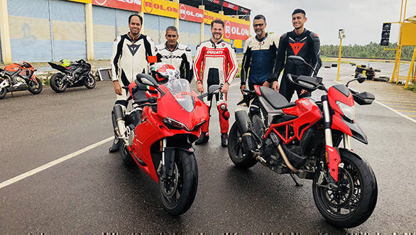 Indimotard-OVERDRIVE TWO Riding School's instructors - Vignessh V, Shumi, Anand Dharmaraj and Rishi Agarwal with Sergi Canovas who heads Ducati in India