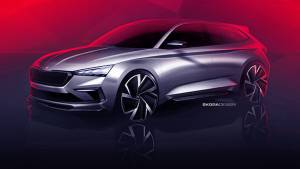 Skoda Vision RS compact car sketches reveal design before 2018 Paris Motor Show debut
