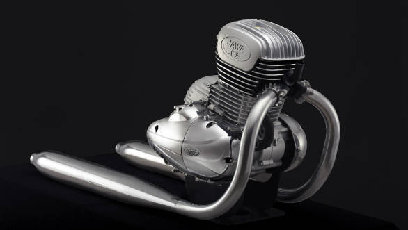 The new Jawa-branded engine is styled to look like the Jawa or Yezdi branded motorcycles from Indian motorcycle history