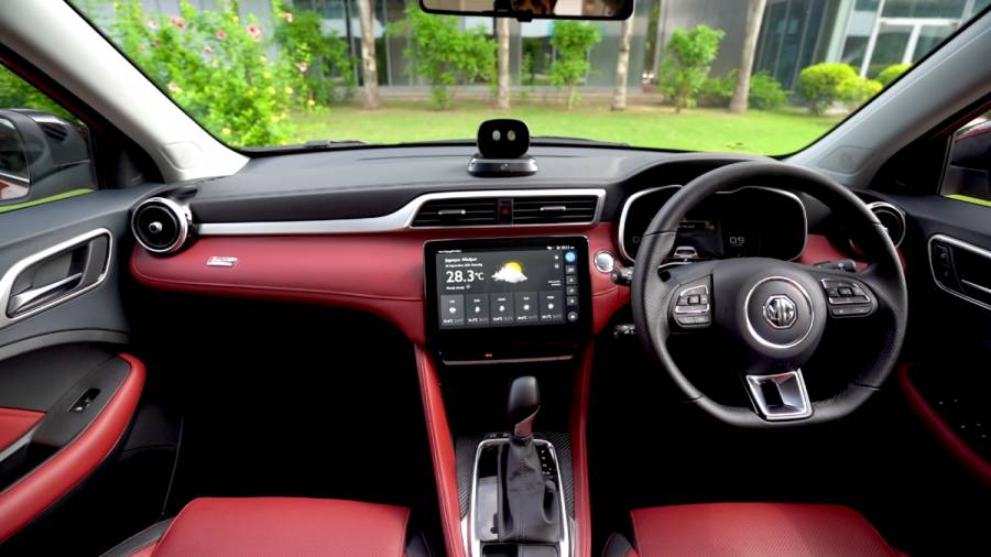 MG Astor red interior dashboard
