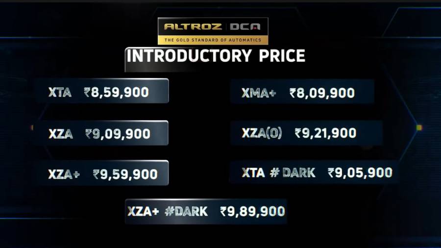 2022 Tata Altroz DCA prices
