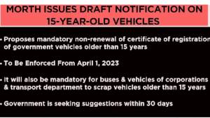 The government suggests that registration for vehicles older than 15 years not be renewed.